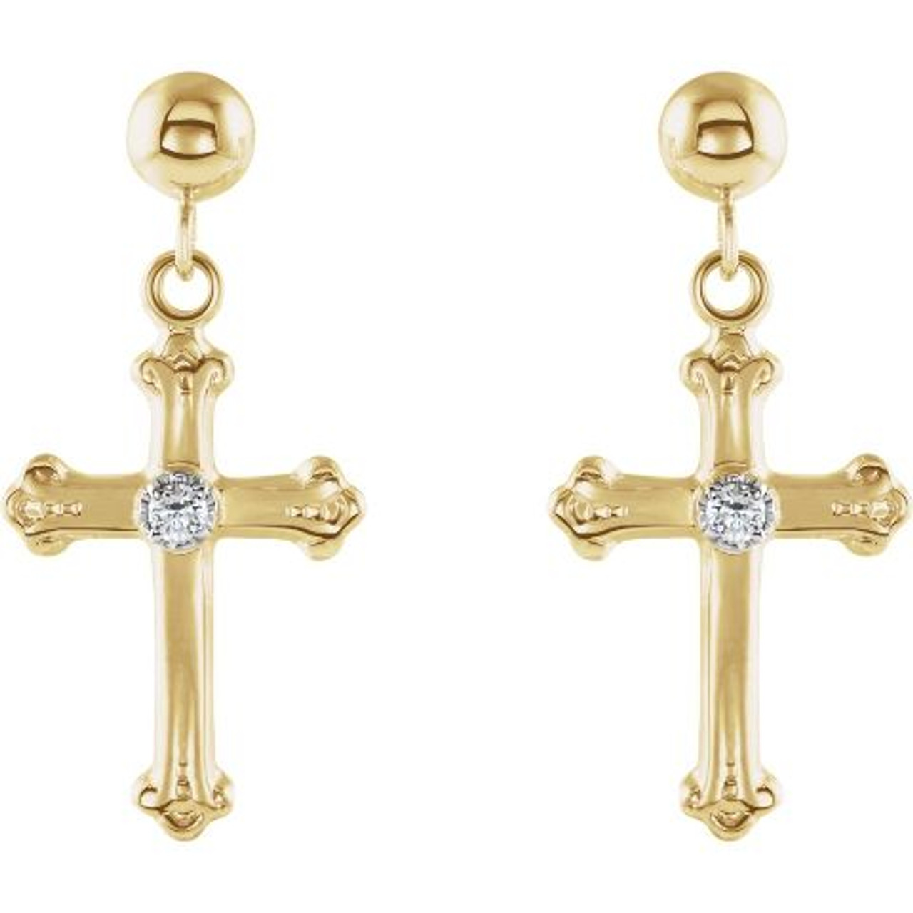 Diamond Cross Studs - Hand-Crafted 18k Gold Classic Earrings – House of  K'dor