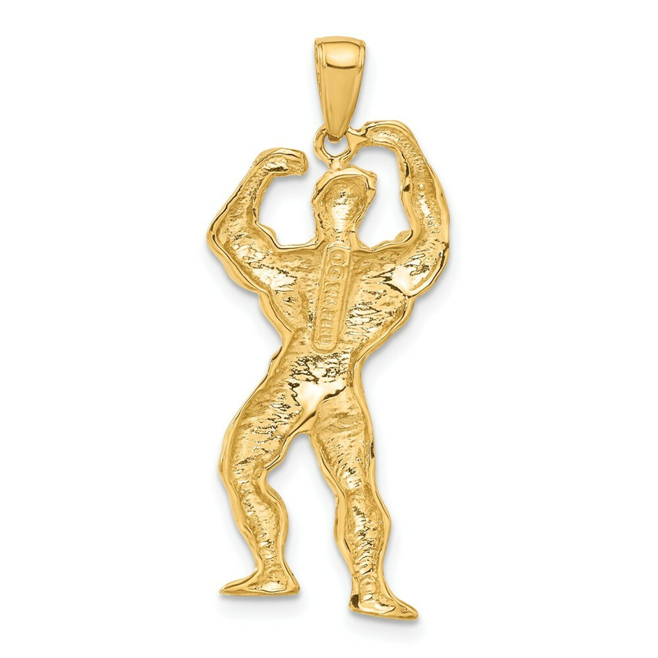 14K Yellow Gold Solid Polished Weightlifter Pendant - (A83-349)