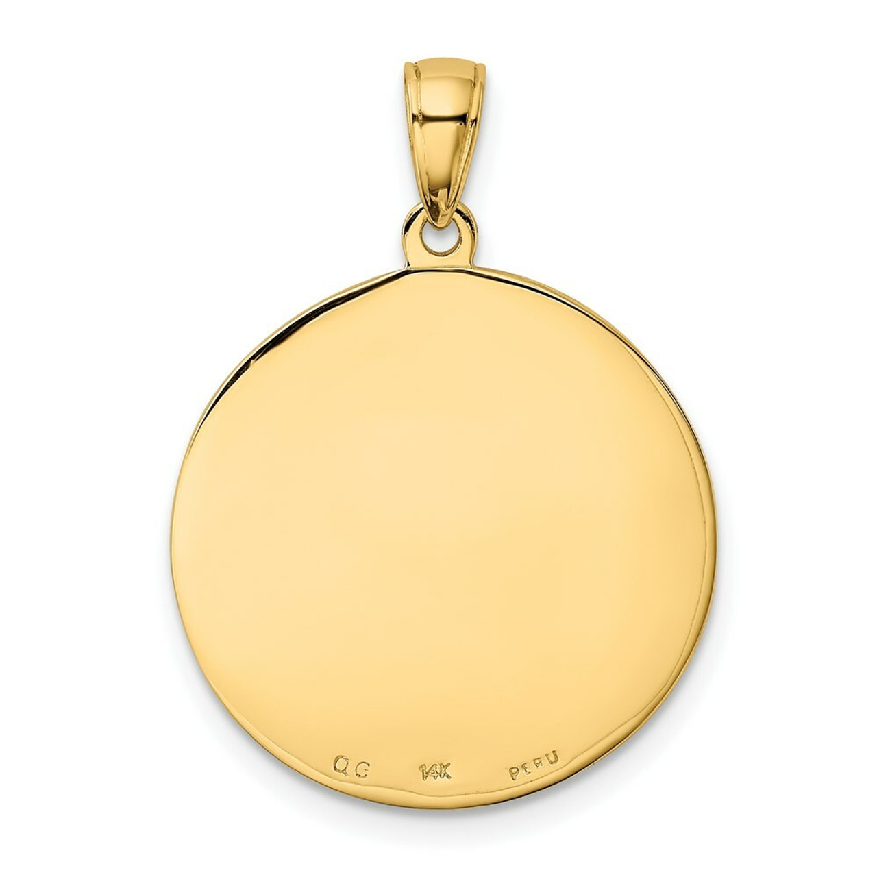 14K Yellow Gold Saint Anthony Large Round Medal Pendant - (A85-653)