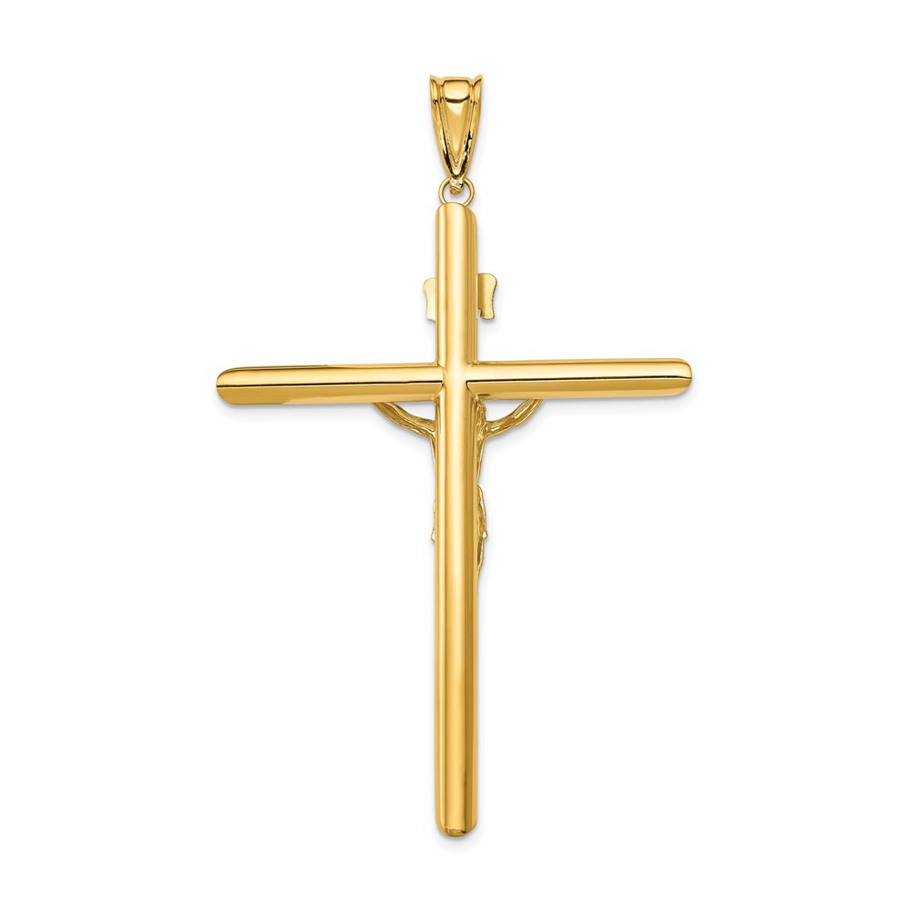 14k Two Tone Gold Polished 2 inch Crucifix Pendant - (A85-794