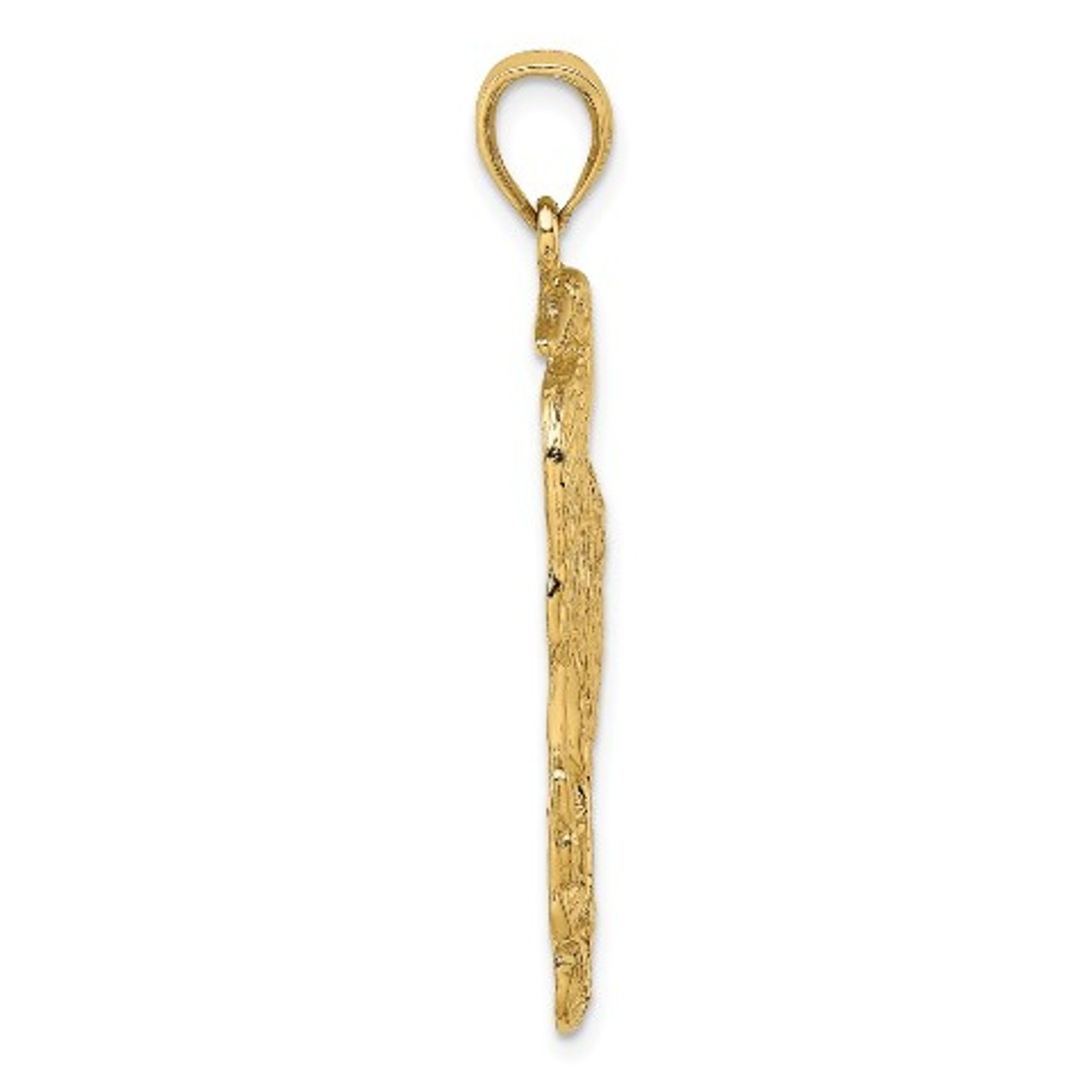 14K Yellow Gold 2-D & Textured Egret Bird Standing Charm Pendant - (A92-206)