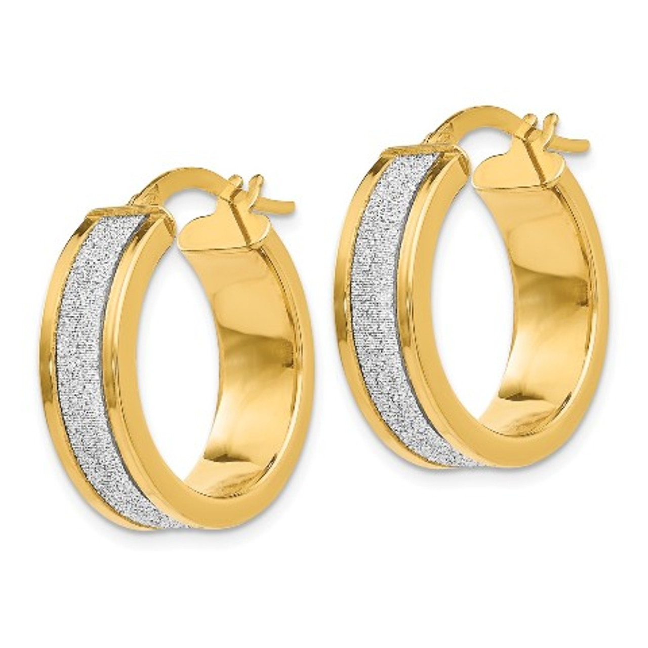 Versil 14K Yellow Gold Fancy Glimmer Infused Hoop Earrings