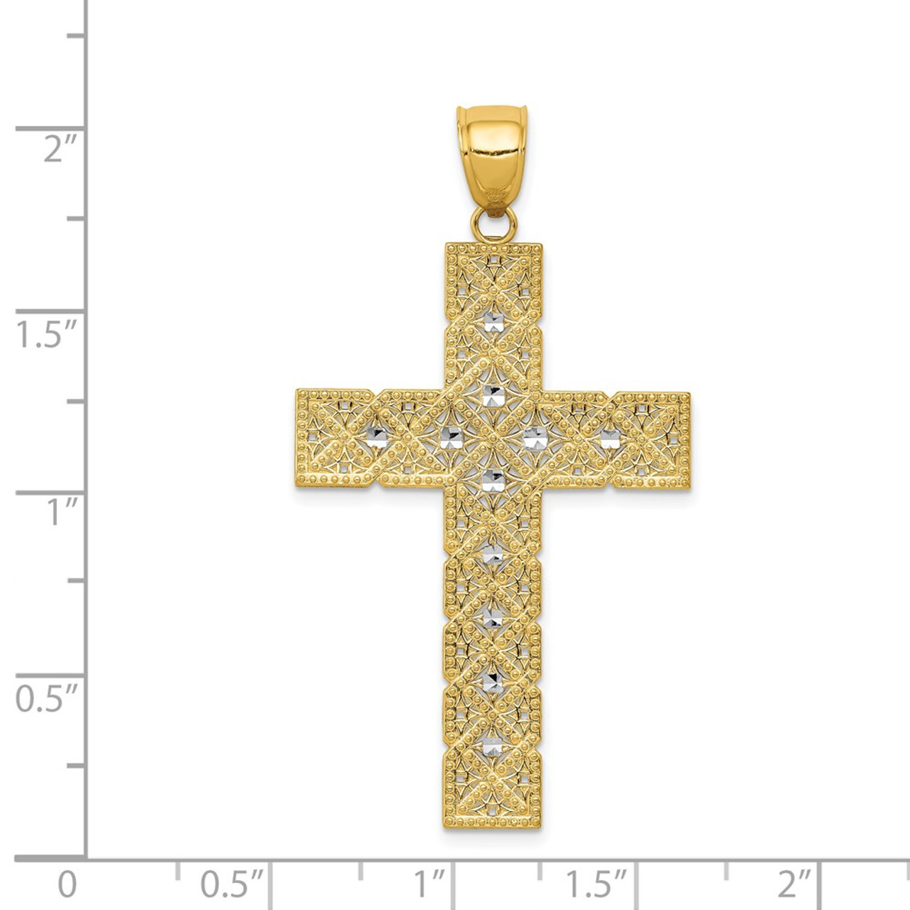 14K Yellow Gold Two-tone Latin Cross Pendant - (A83-827) - Roy