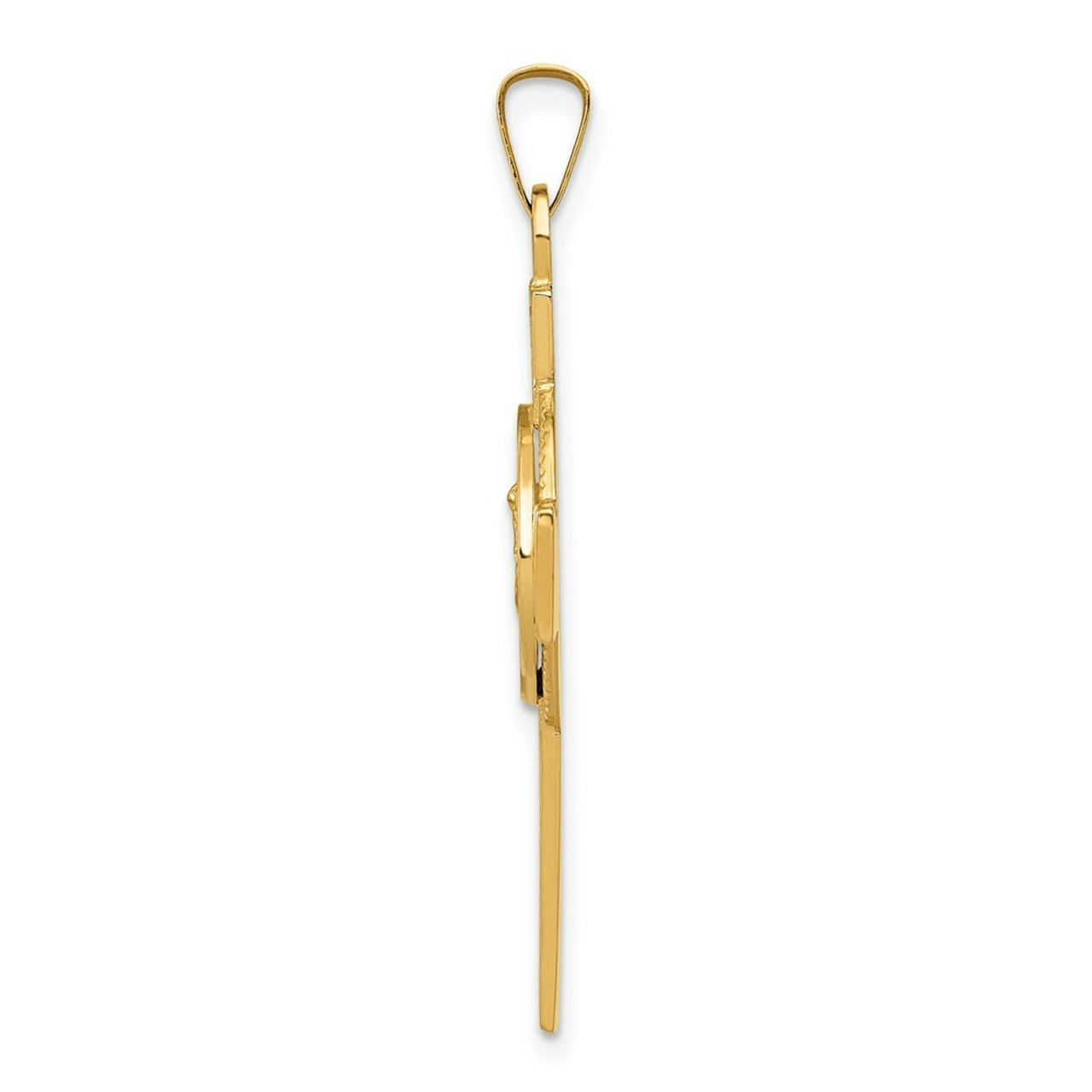 14K Yellow Gold Cross with St. Michael Medal Pendant - (A97-922)