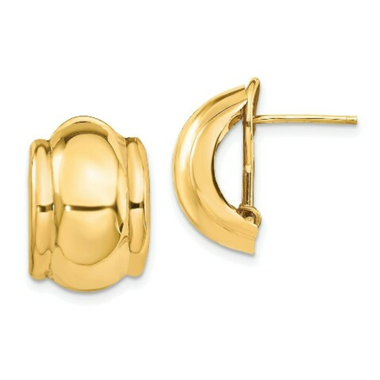14K Yellow Gold Polished Fancy Omega Back Post Earrings - (B44-237)