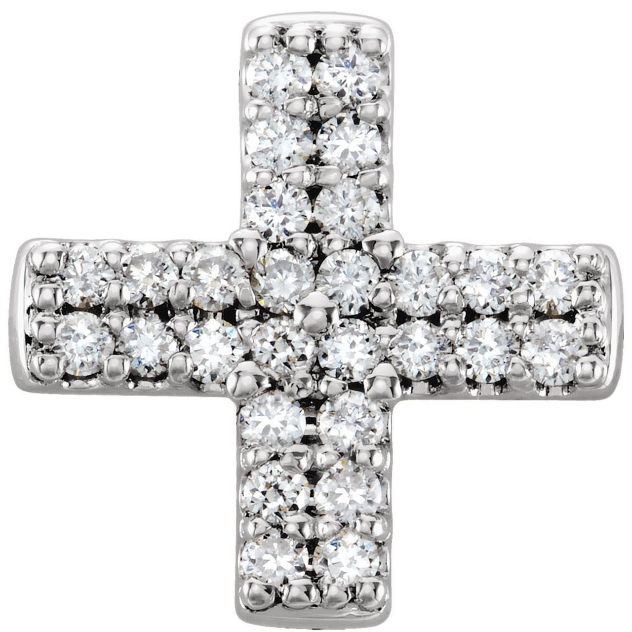 14K White Gold .07-Carat tw Diamond Cross Pendant - (B15-440)