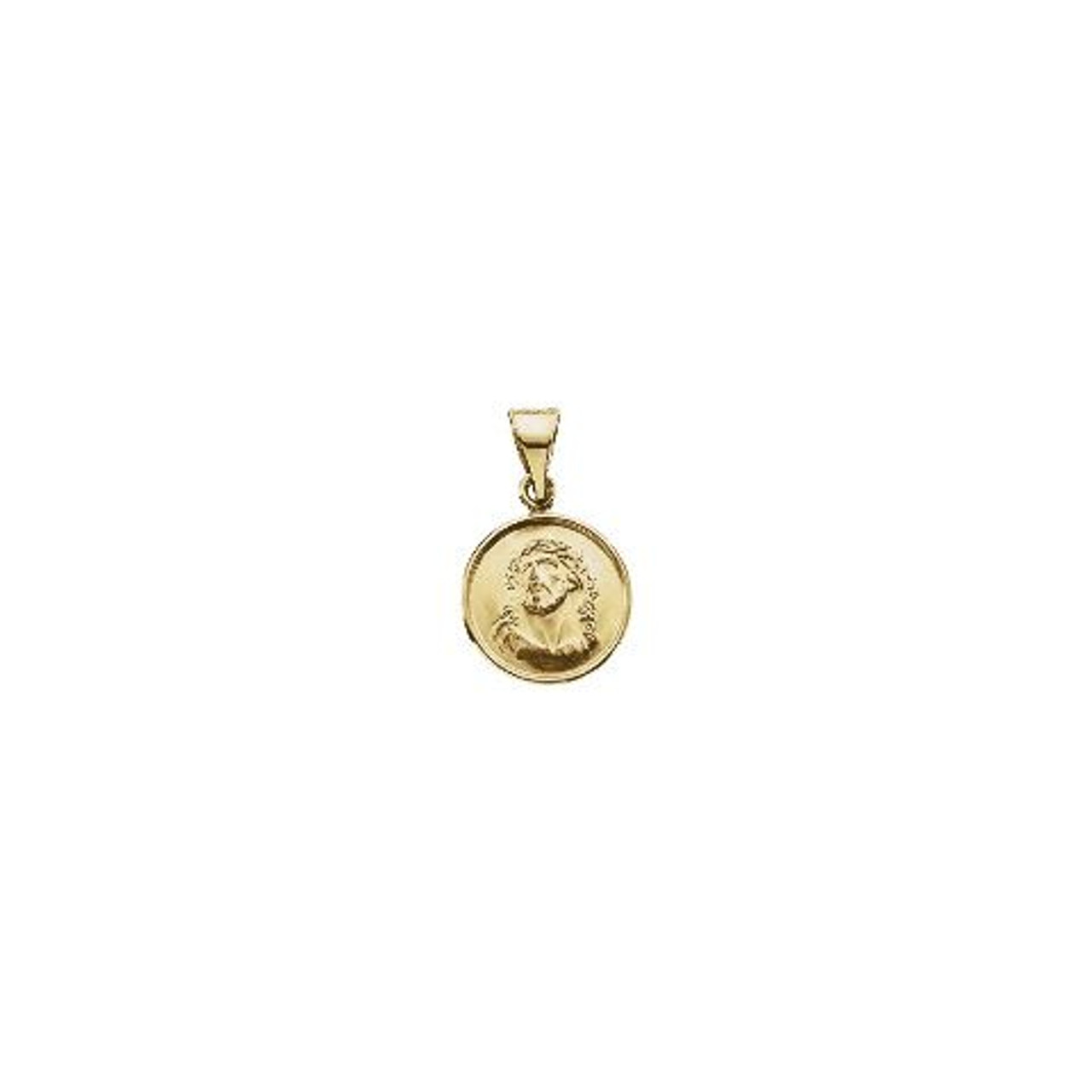 18K Yellow Gold 13mm Face of Jesus Medal - (B16-169)