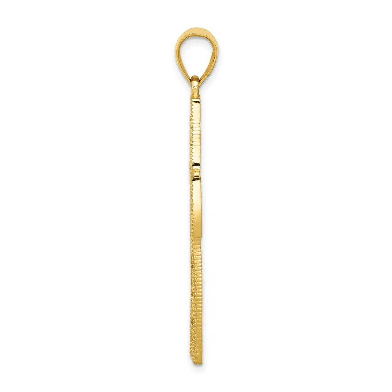 14K Yellow Gold Greek Key Filigree Cross Pendant - (A83-166)