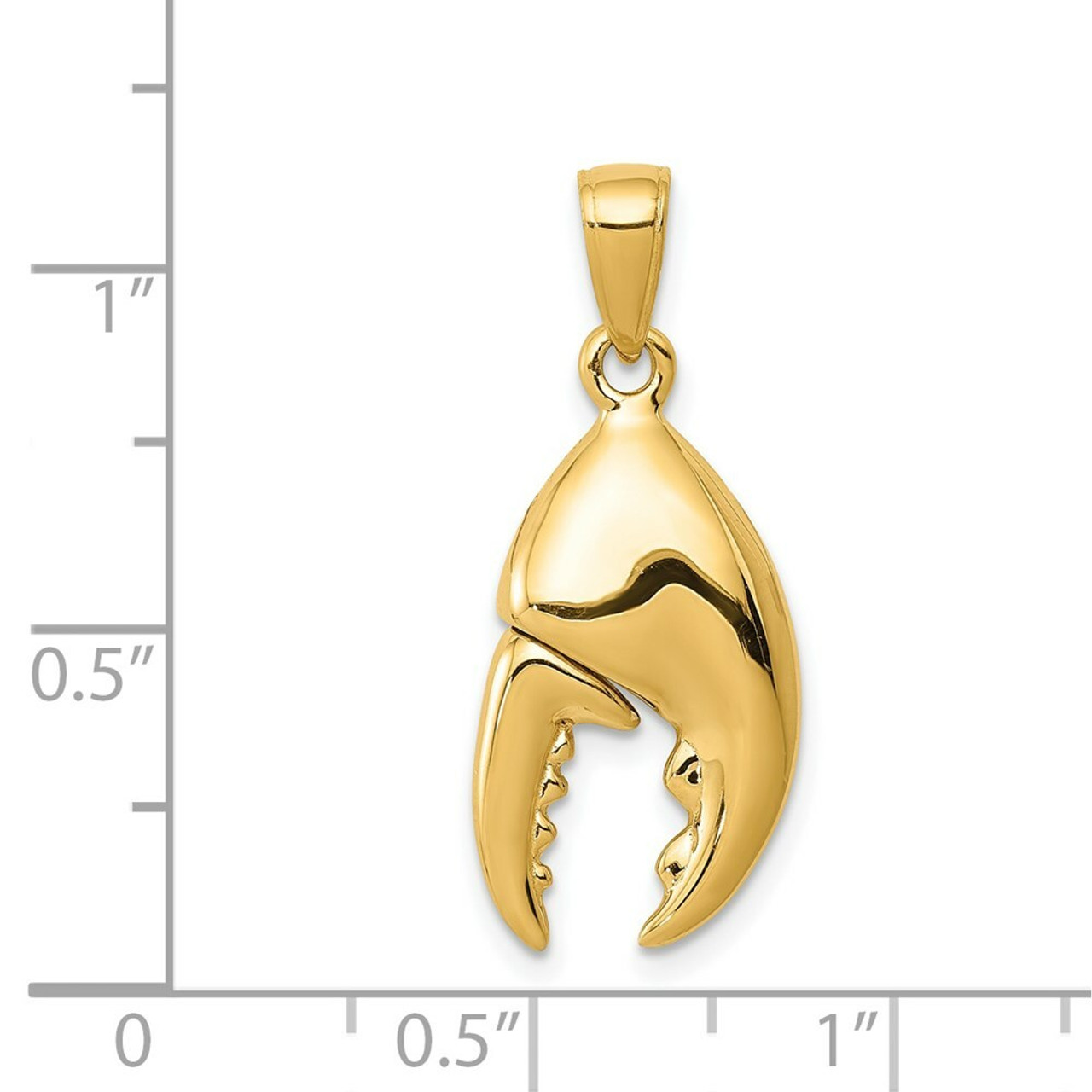 14K Yellow Gold 3-D Moveable Stone Crab Claw Pendant - (A83-243)