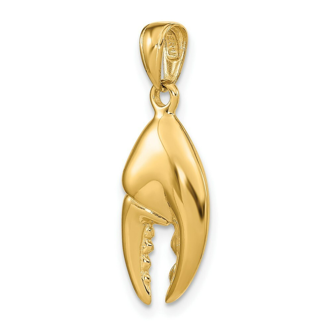 14K Yellow Gold 3-D Moveable Stone Crab Claw Pendant - (A83-243)