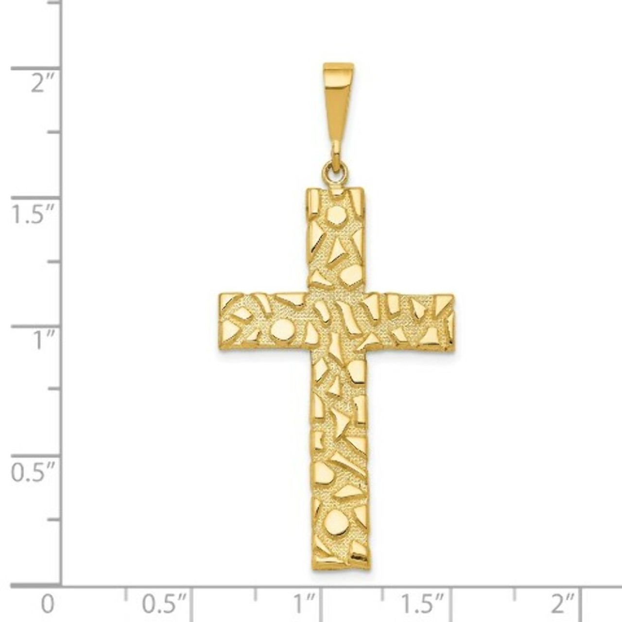 14K Yellow Gold Nugget Style Cross Pendant - (A82-967)