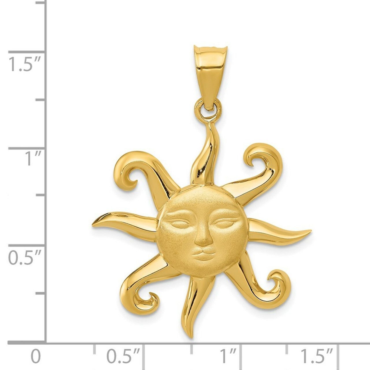 14K Yellow Gold Satin Polished Sun Pendant - (A83-170)