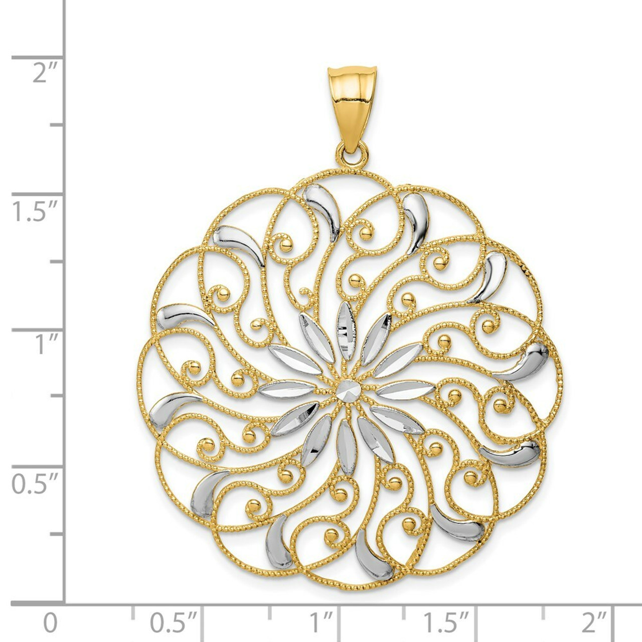 14K Yellow Gold & Rhodium Meridian Swirl Pendant - (A84-372)
