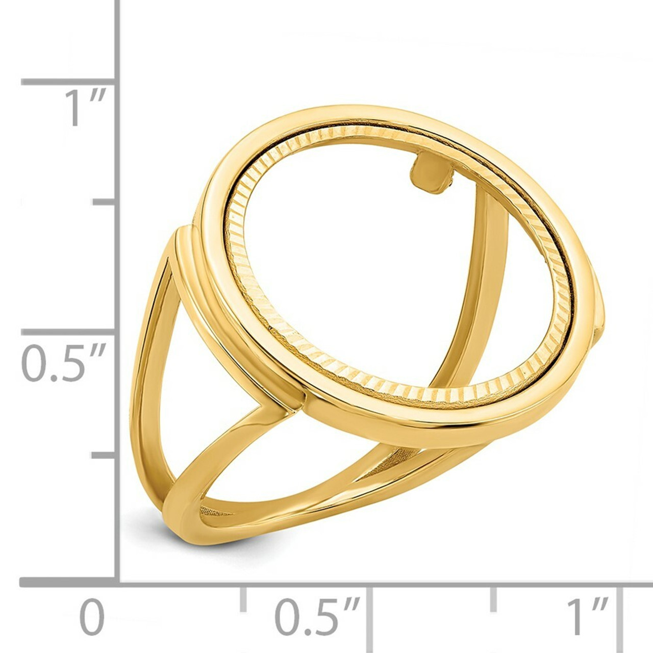 14K Yellow Gold 1/10th American Eagle Coin Diamond-cut Coin Ring - Size: 7 - (B31-669)