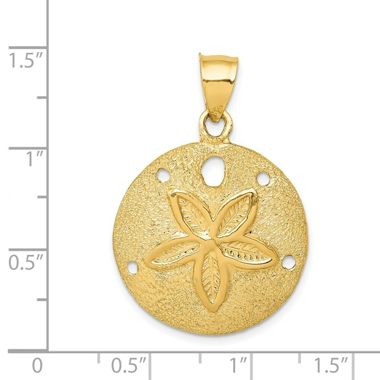 14K Yellow Gold Solid Polished Laser-Cut Sand Dollar Pendant - (A84-282)
