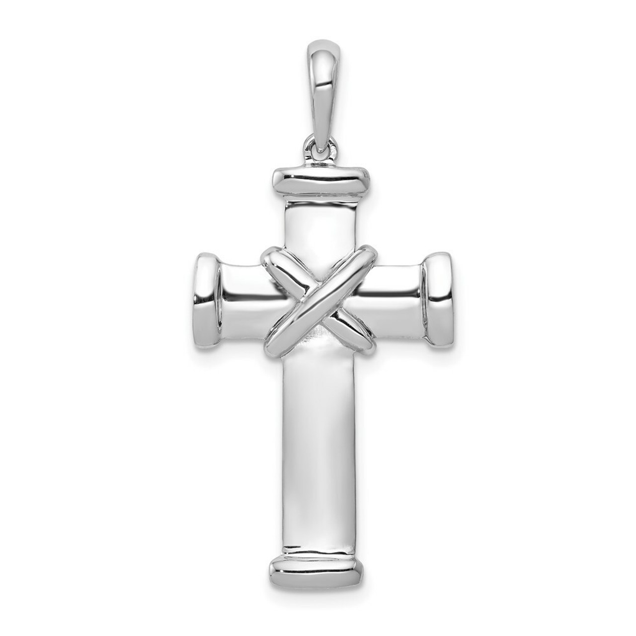 14K White Gold Latin Cross Pendant 41mm length - (A84-732) - Roy