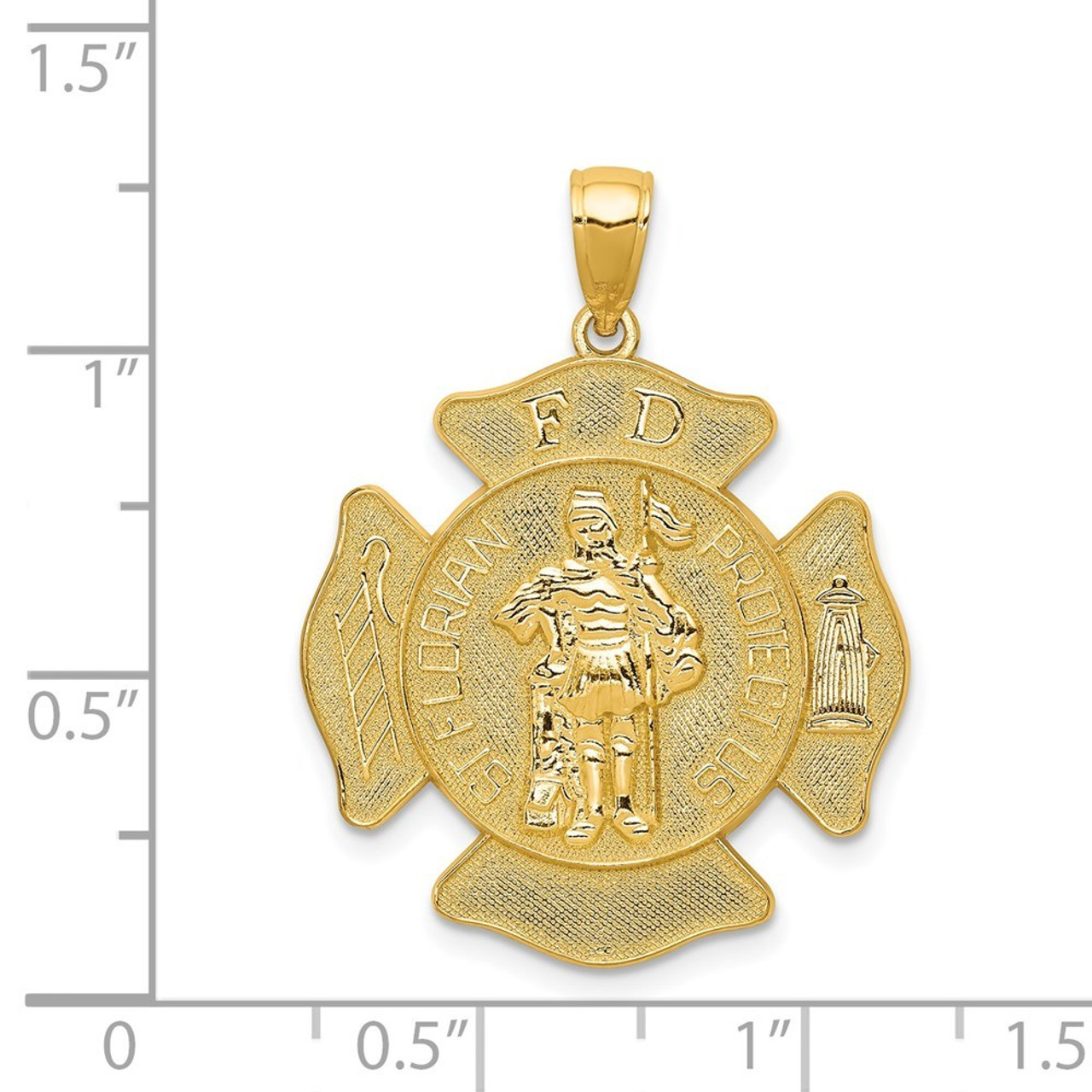 14K Yellow Gold Large St. Florian Badge Pendant - (A83-144)