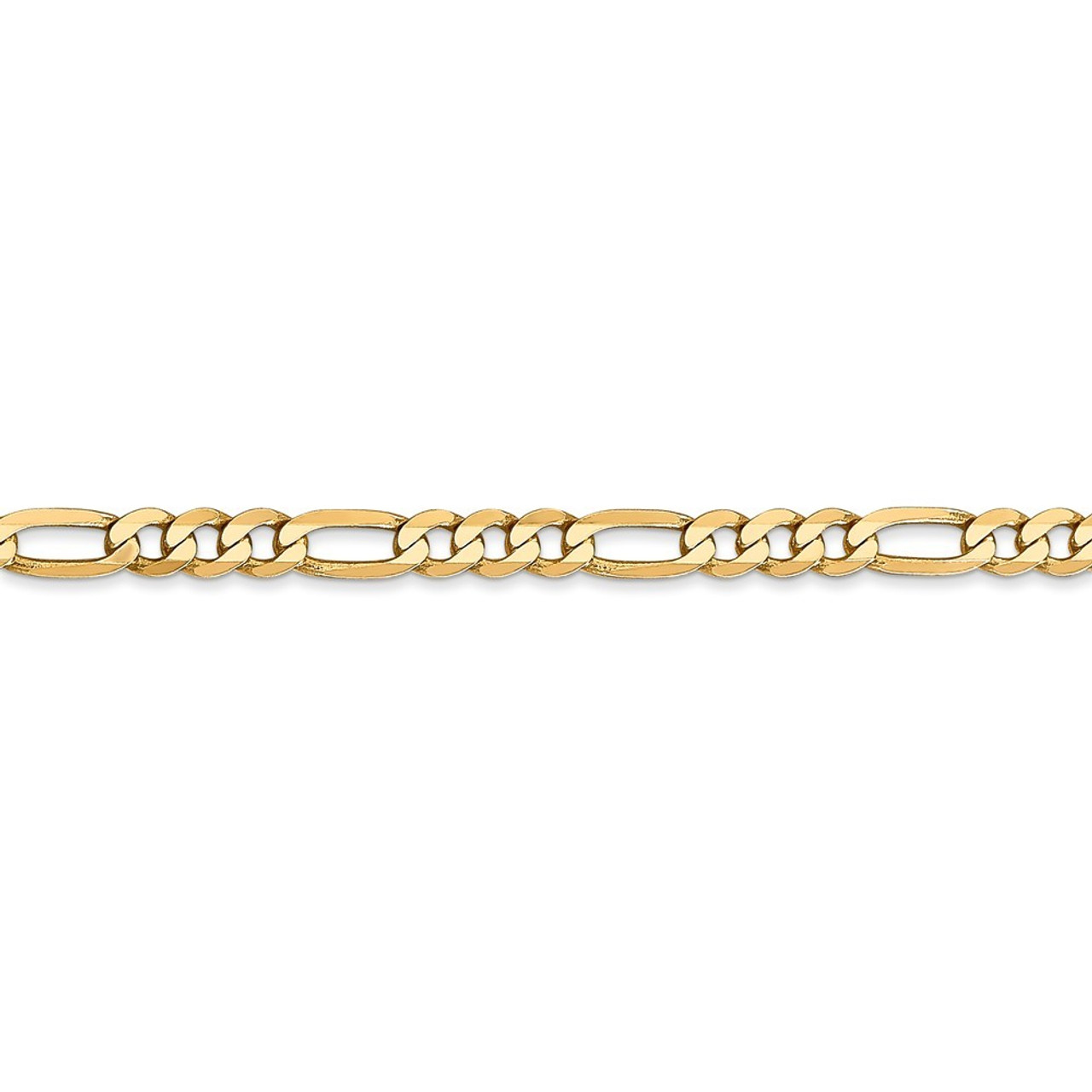 Leslies 14K Yellow Gold 4mm Flat Figaro Bracelet - Length 7'' inches - (C62-832)