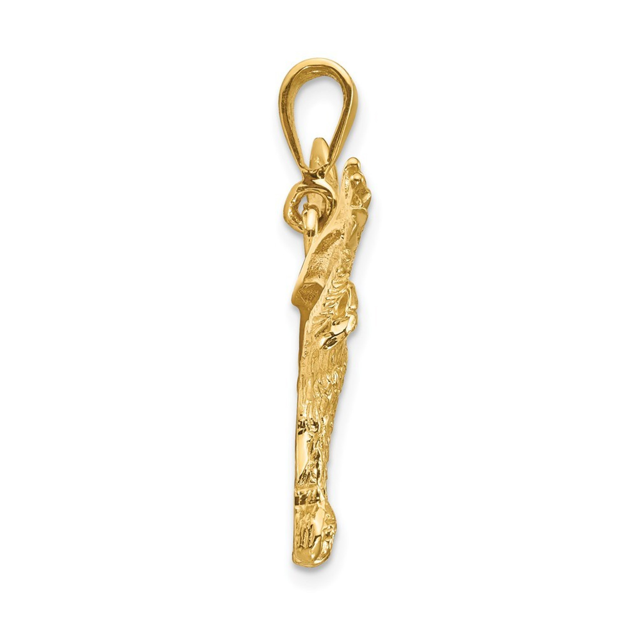 14K Yellow Gold Solid Polished Eagle Pendant - (A83-503)