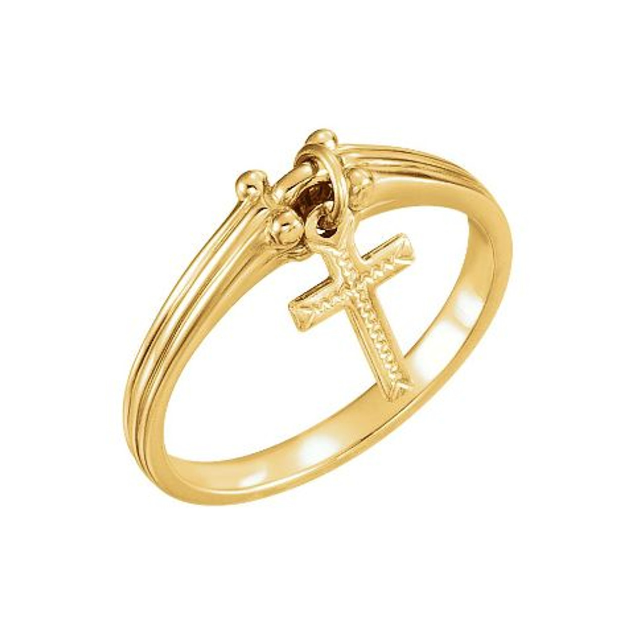 14K Yellow Gold Cross Ring - (B32-898) - Roy Rose Jewelry