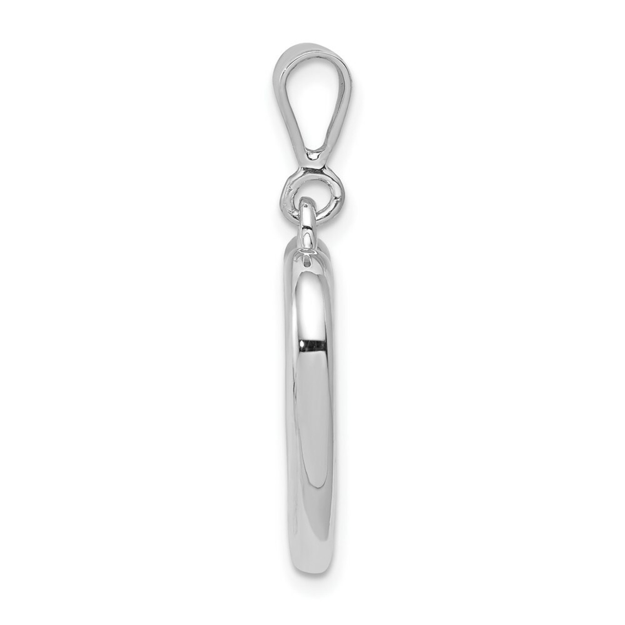 14K White Gold Solid Polished Heart Pendant - (A83-964)
