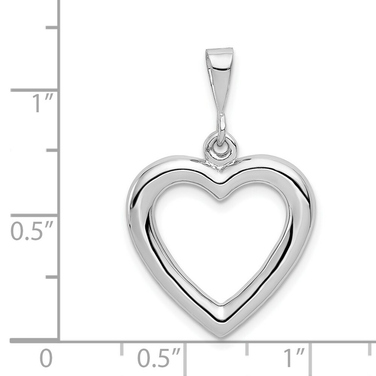 14K White Gold Solid Polished Heart Pendant - (A83-964)