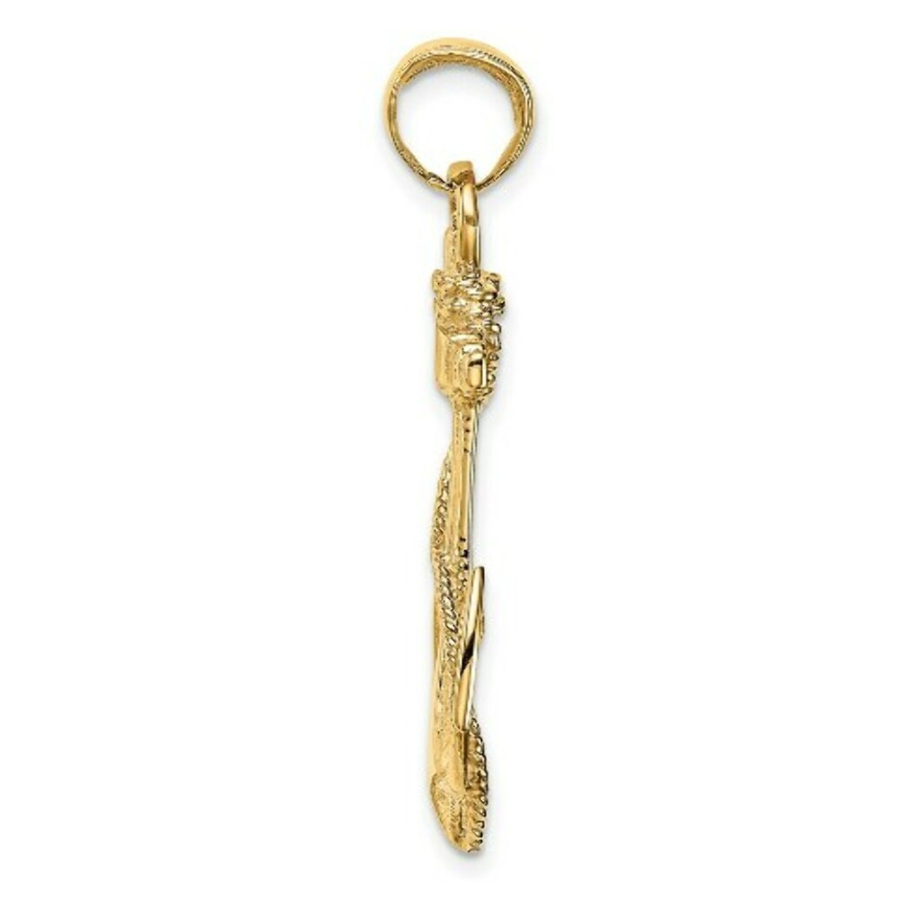 14K Yellow Gold 2-D Anchor with Rope Pendant - (A84-290)