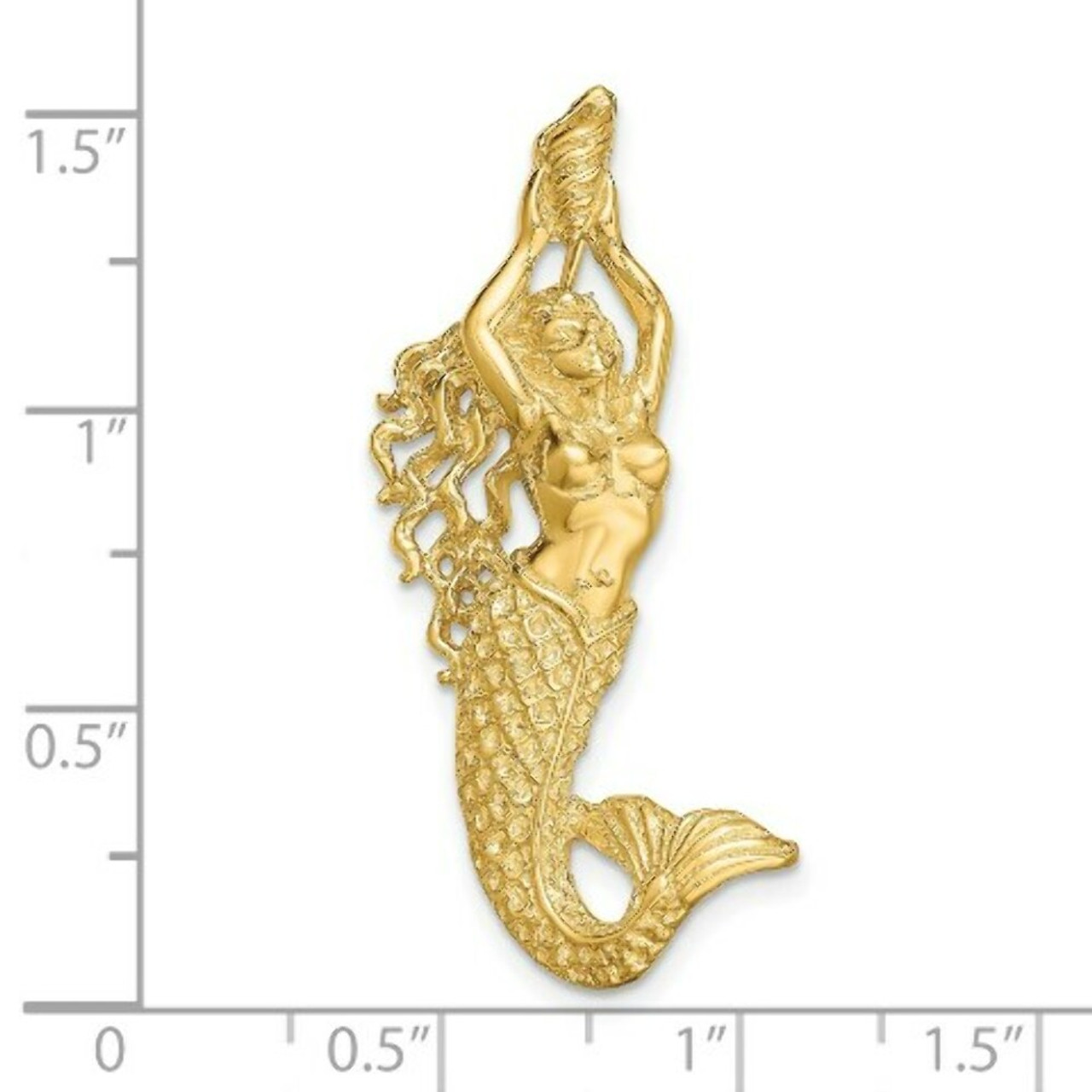 14K Yellow Gold Polished & Textured Mermaid Chain Slide Pendant - (A87-206)