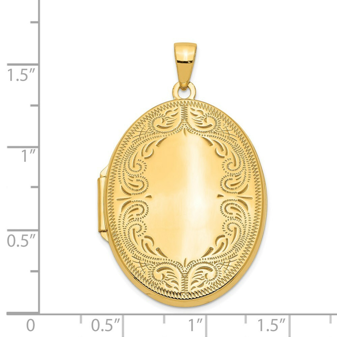 14K Yellow Gold 31mm Oval Scroll Locket 31x25mm - (A99-352)