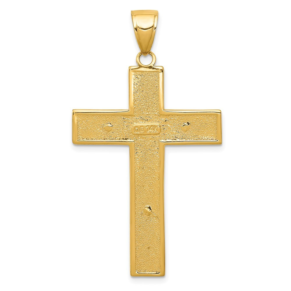 14K Yellow Gold Textured Crucifix Latin Cross Pendant - (A83-532