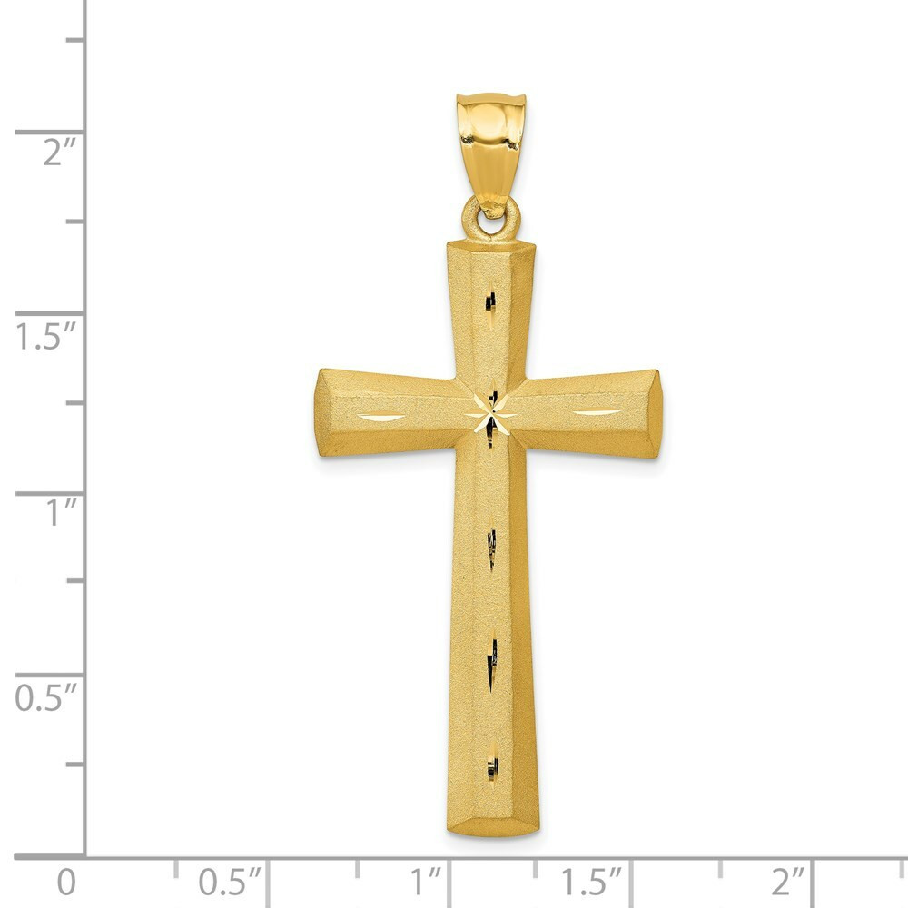 14K タイタック　そろばん　金　地金　遺品整理　アクセサリー　ゴールド 14K Yellow Gold Satin & Diamond-Cut Cross Pendant - (A82-955