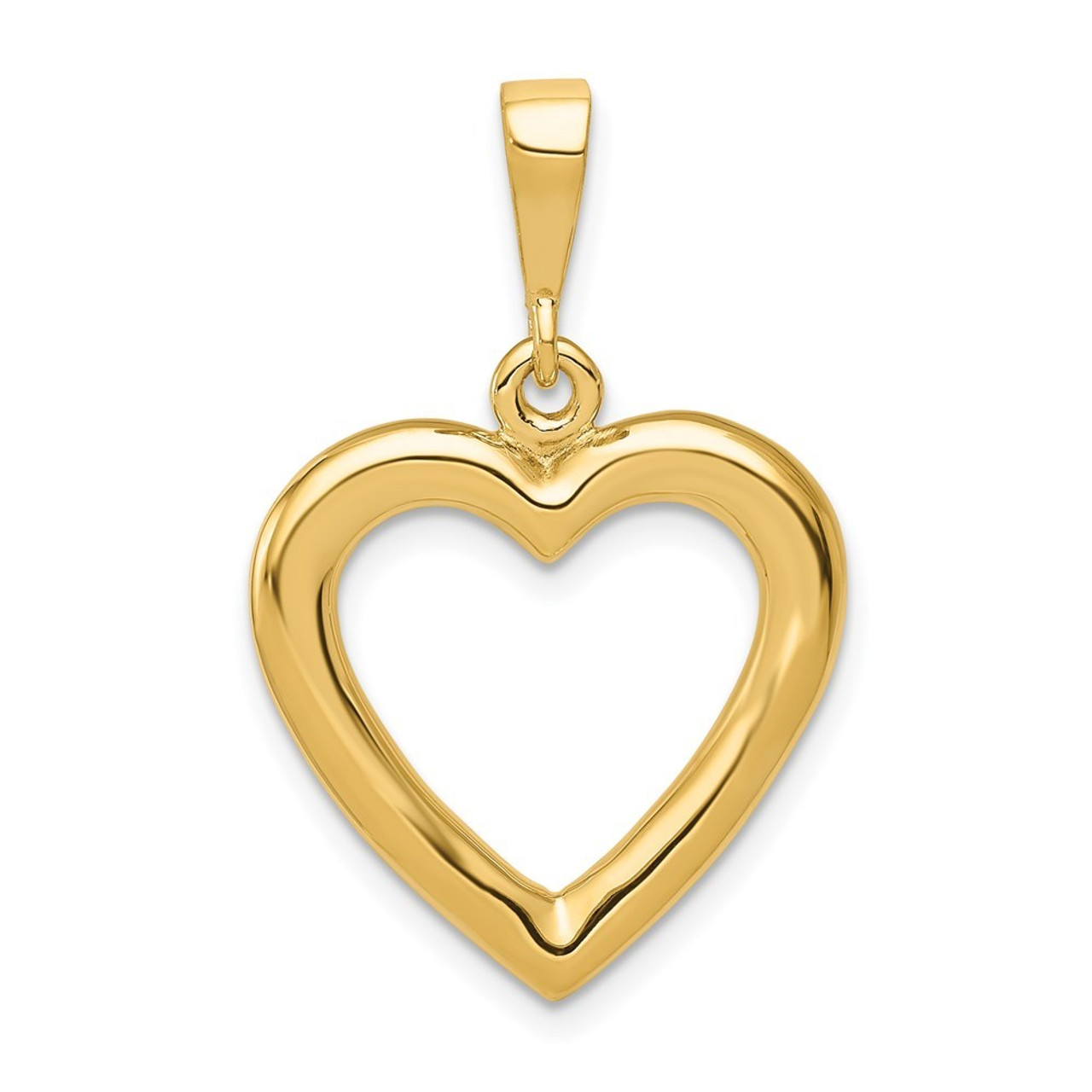 14K Yellow Gold Solid Polished Heart Pendant - (A83-486)