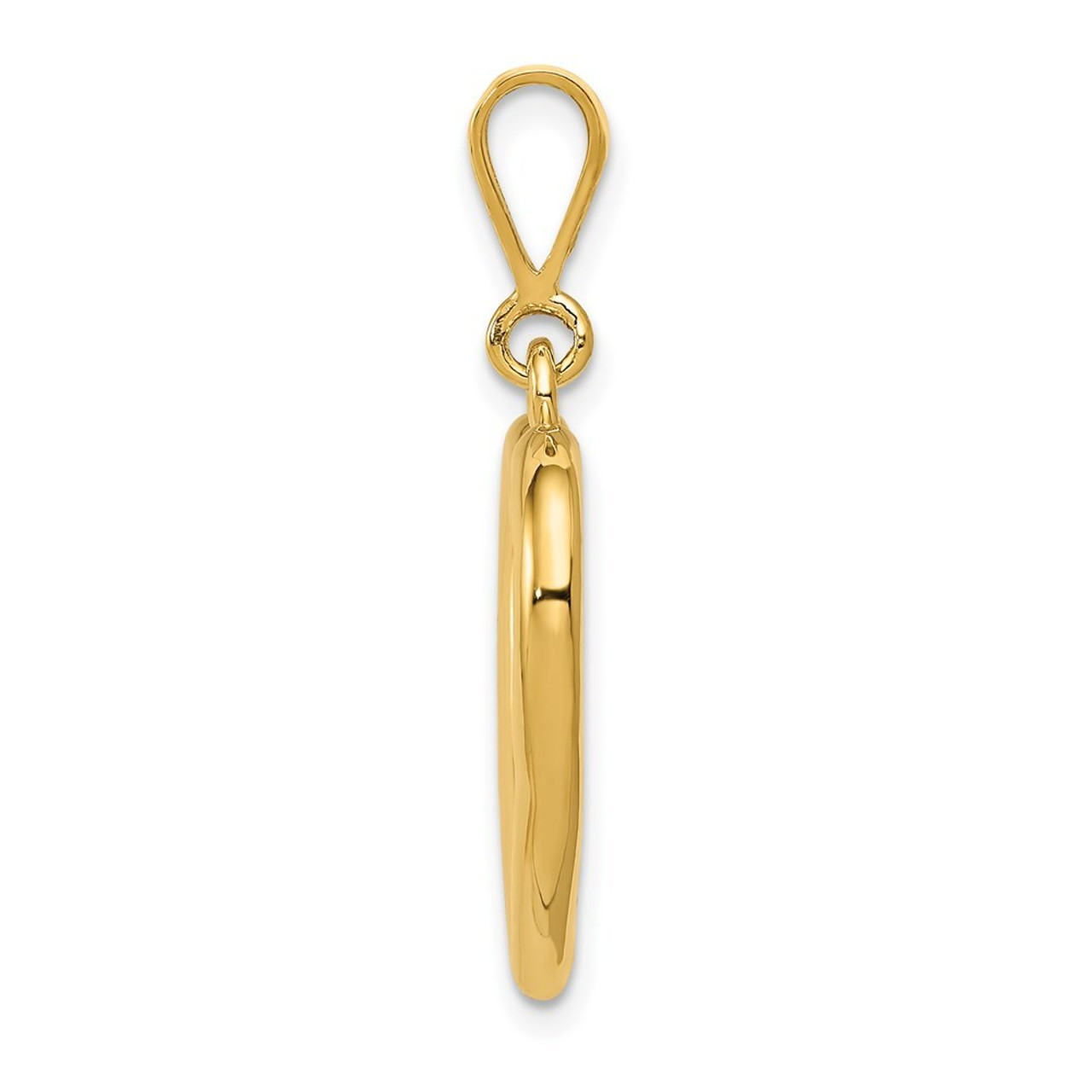 14K Yellow Gold Solid Polished Heart Pendant - (A83-486)