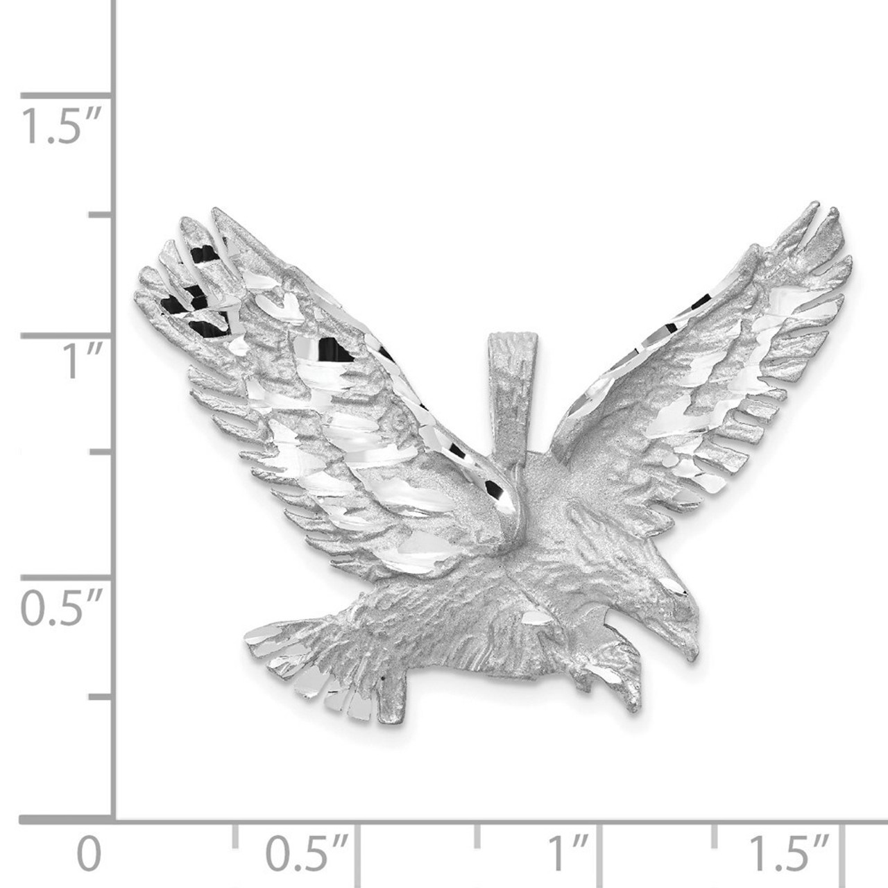 14K White Gold Polished Diamond-cut Eagle Pendant - (A84-306)