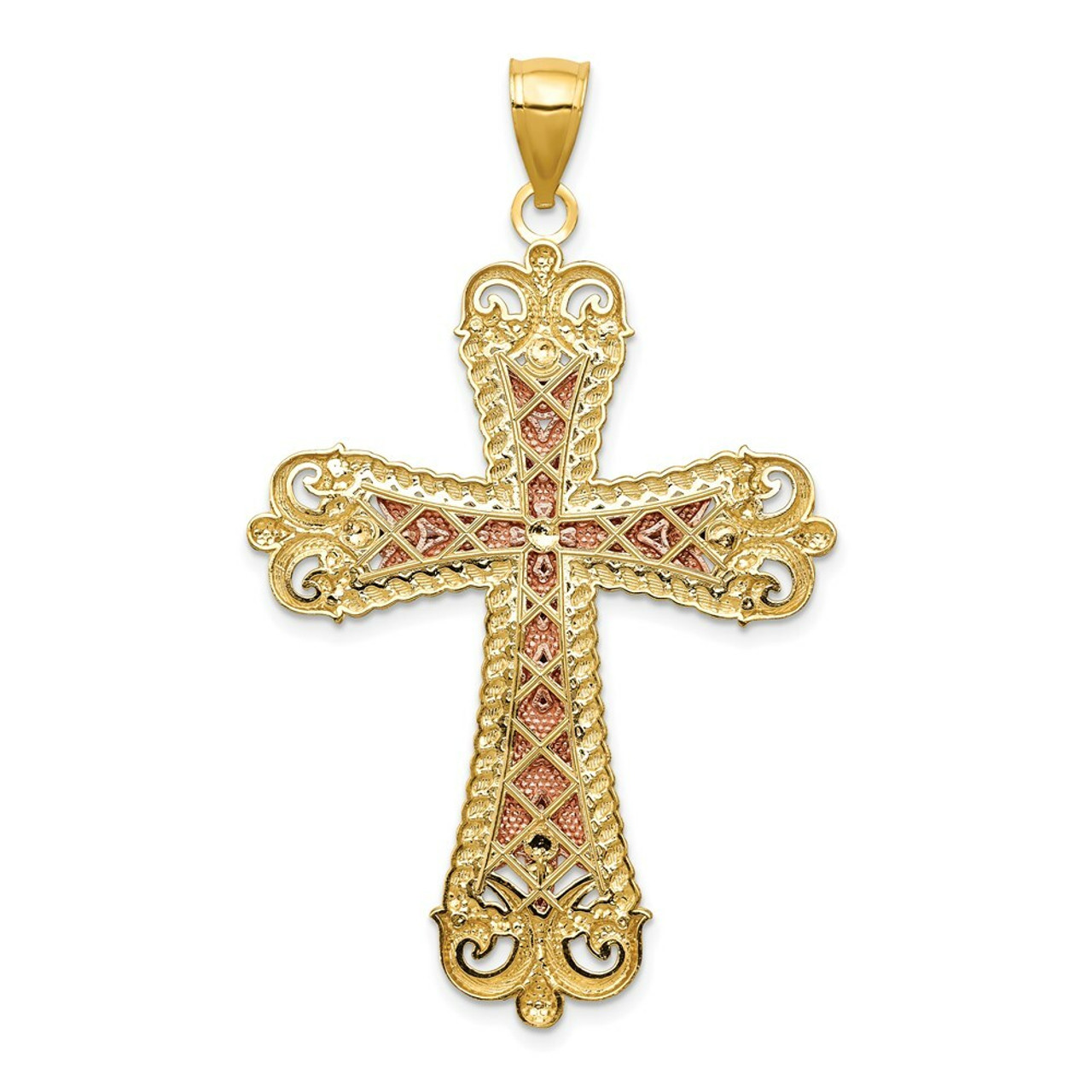 Tricolor crucifix pendant in 18k of gold plated – Raf Rossi Gold Plated