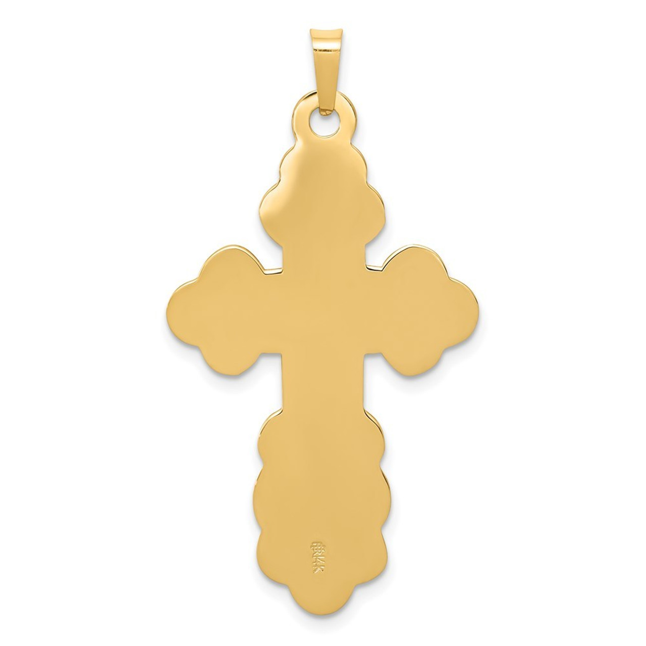 14K Yellow Gold Eastern Orthodox Cross Pendant 41mm length - (B11-662)