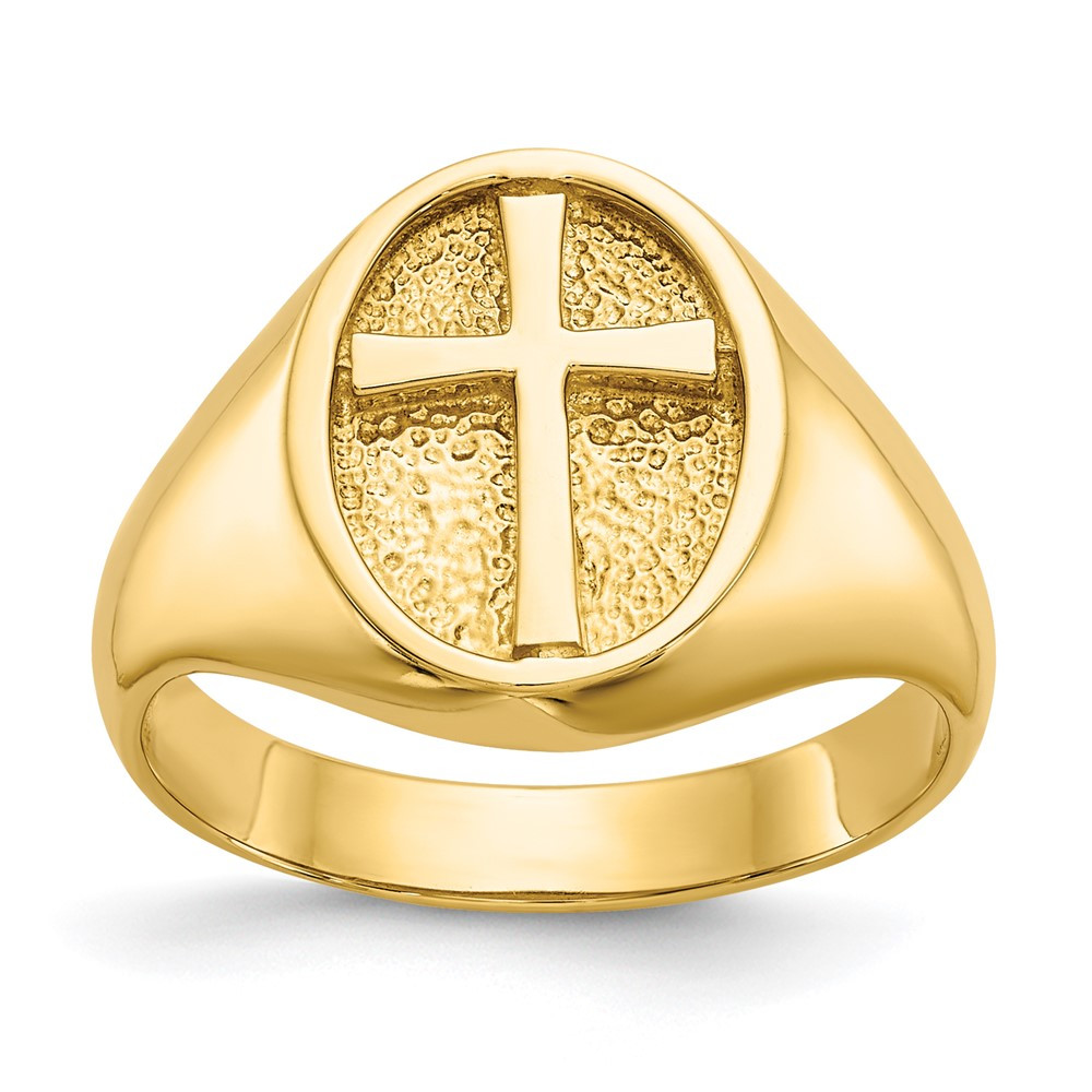 14K Yellow Gold Polished Eternal Life Cross Ring - Size 7 - (B31