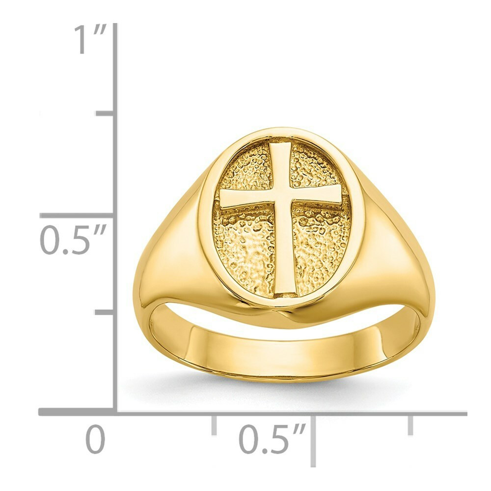 14K Yellow Gold Polished Eternal Life Cross Ring - Size 7 - (B31