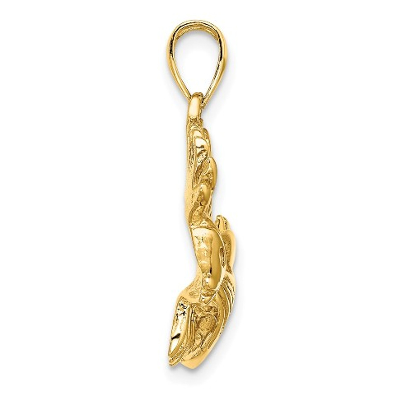 14K Yellow Gold 2-D Polished and Textured Lion Fish Charm Pendant -  (A91-975)