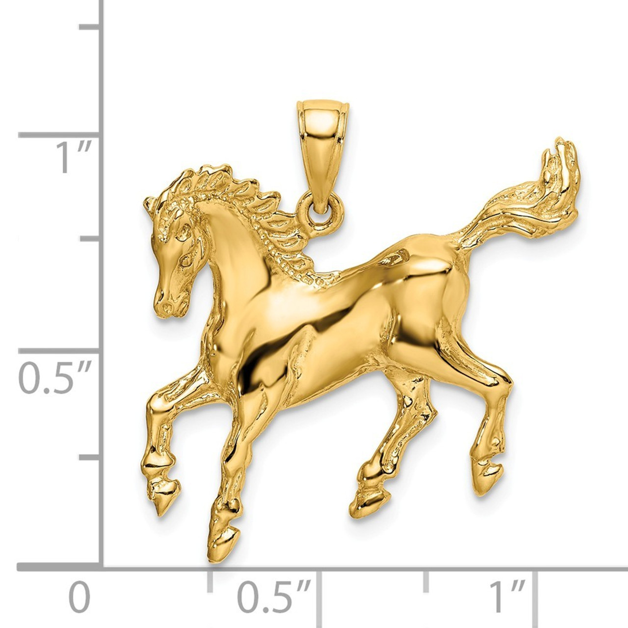 14K Yellow Gold 2-D Horse Charm Pendant - (A91-549)