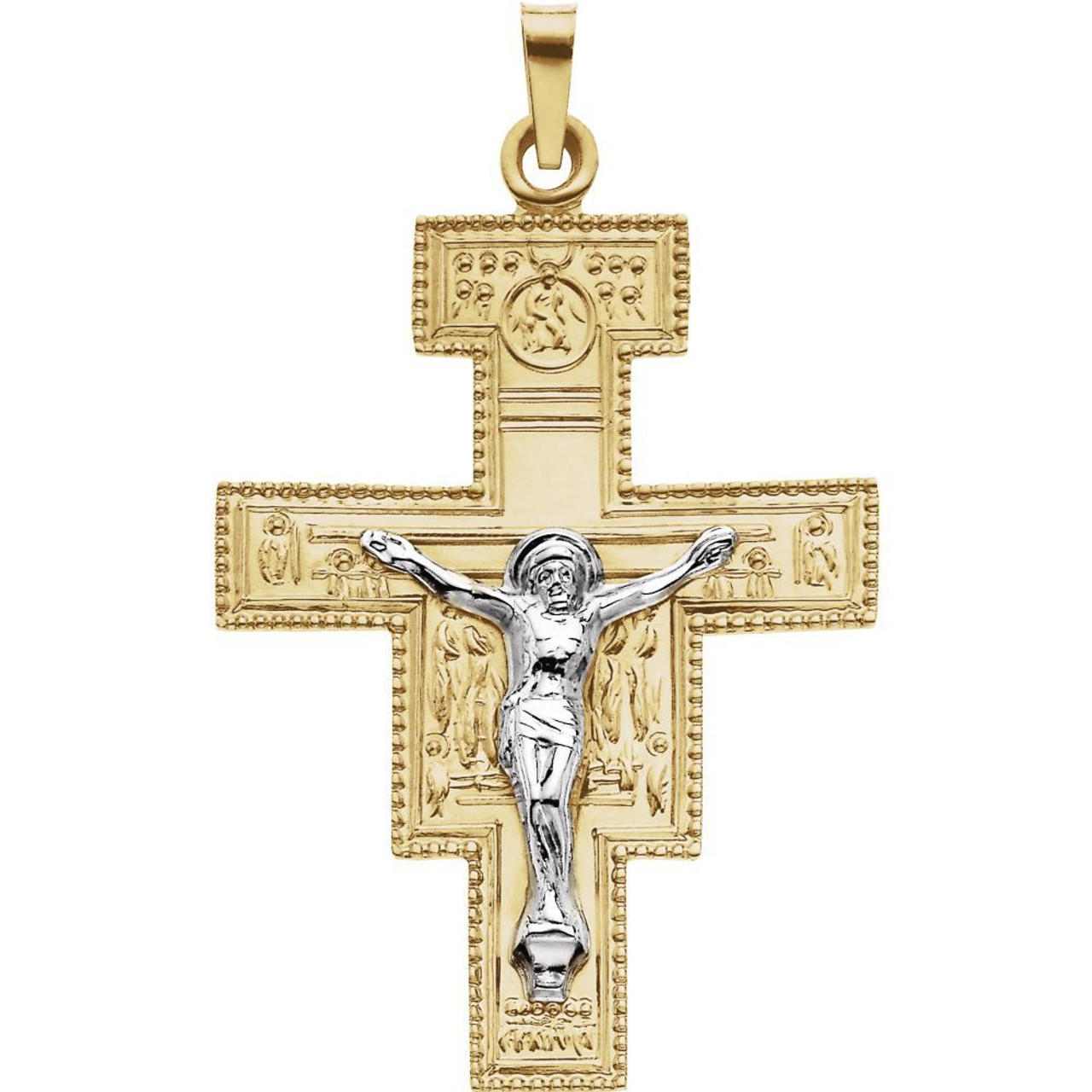 STERLING SILVER SAN DAMIANO CRUCIFIX PENDANT WITH CHAIN - 1 1/4