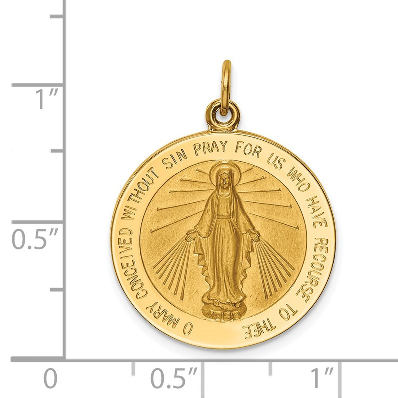 Extra Large Miraculous Medal - 14kt Gold 1 3/8 x 1 1/4 Round