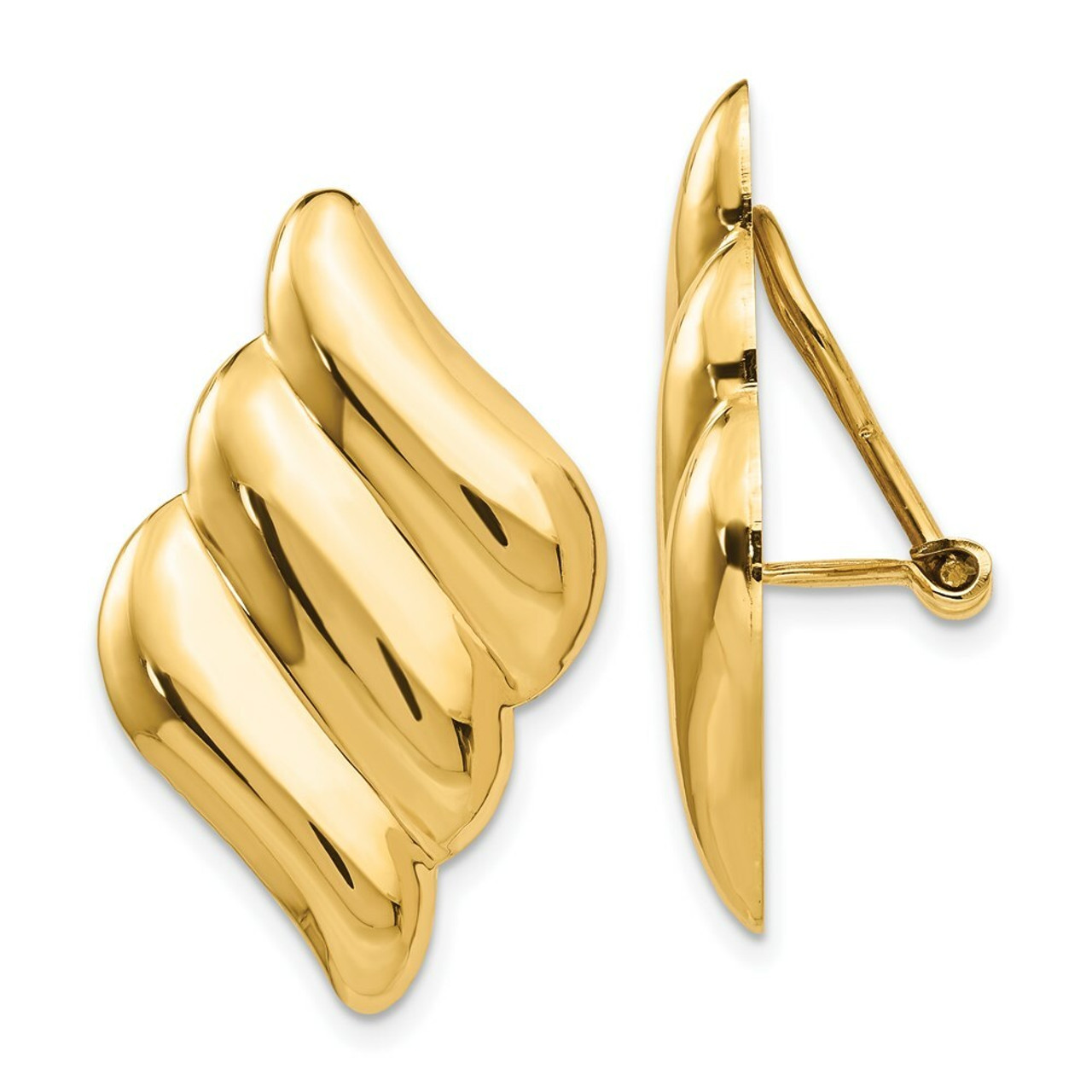 14K Yellow Gold Non-pierced Fancy Earrings 30mm length - (B36-793)