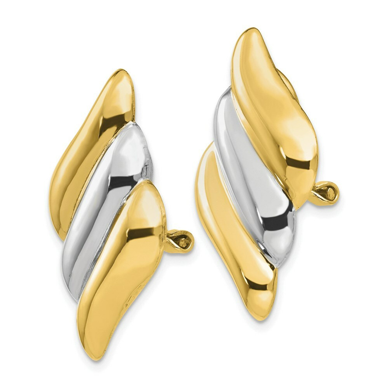 14K Yellow Gold & Rhodium Non-pierced Omega Back Earrings - (B42-215)