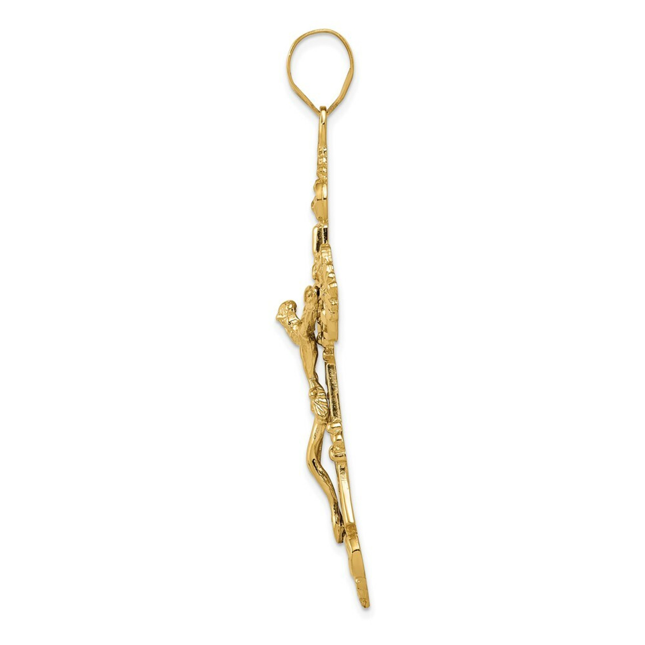 14K Yellow Gold INRI Fleur De Lis Crucifix Pendant - (A83-526)