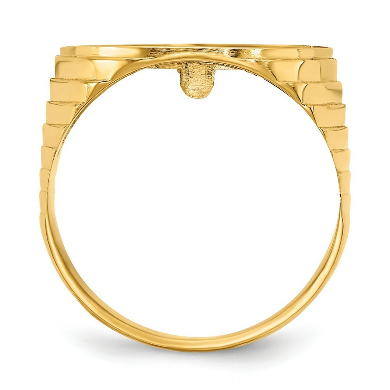 14K Yellow Gold 1/10th American Eagle Coin Diamond-cut Coin Ring - Size: 10 - (B31-688)