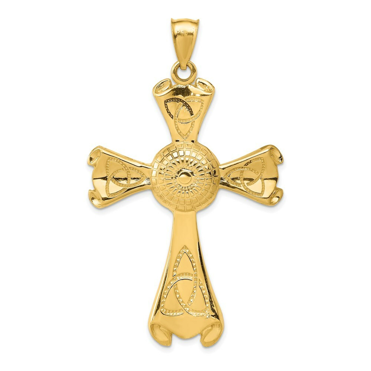 14K Yellow Gold Celtic Cross Pendant 65mm length - (A83-127)