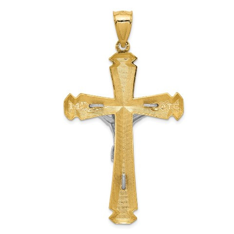 14K Two-tone Gold Crucifix Pendant 61mm length - (A86-754) - Roy
