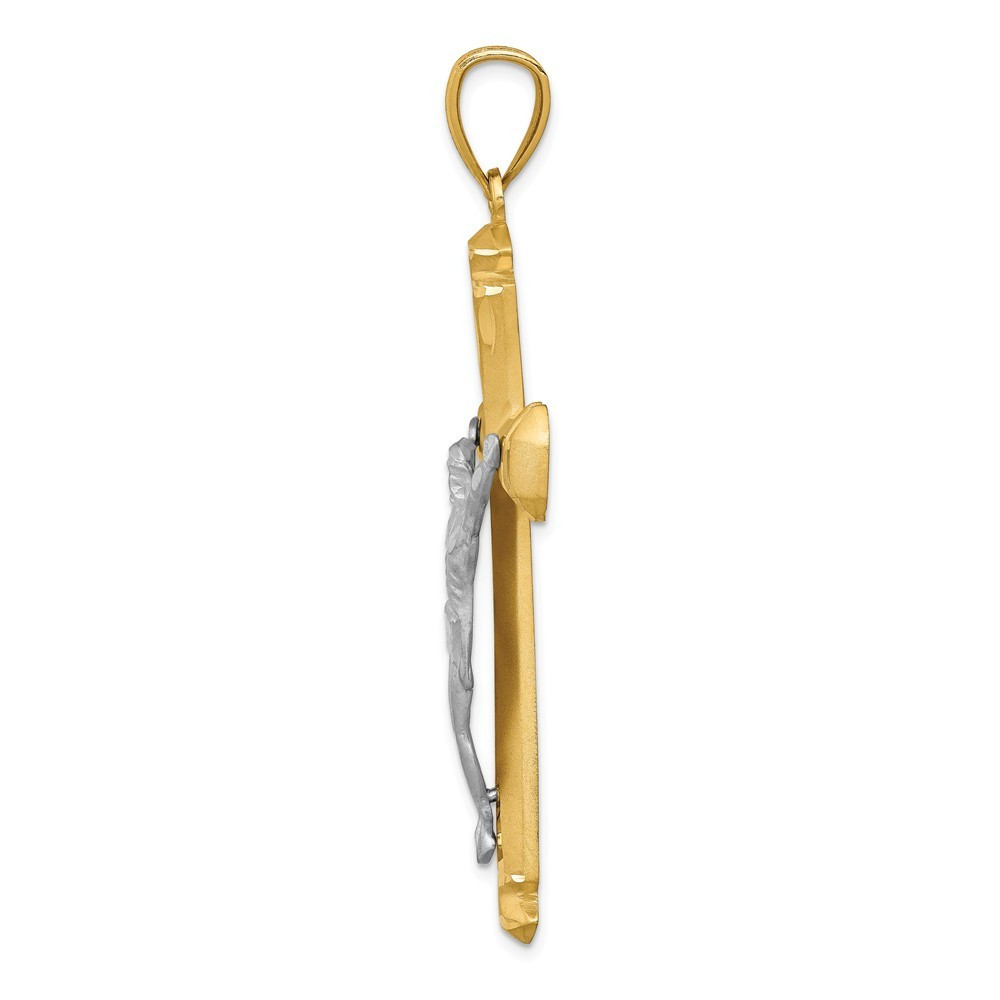 14K Two-tone Gold Crucifix Pendant 61mm length - (A86-754) - Roy