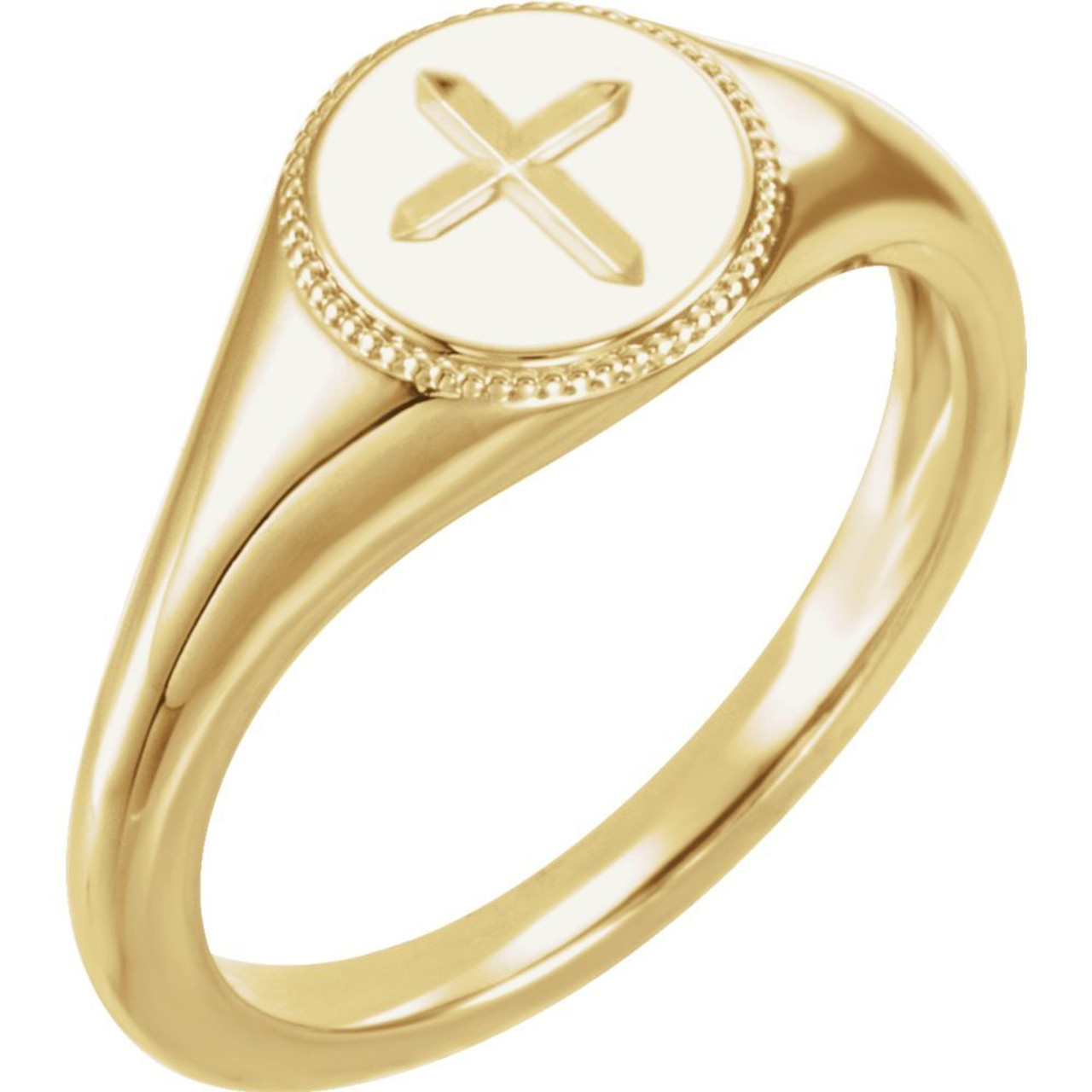 14K Yellow Gold Polished Textured Cross Ring - Size 7 - (B31-932) - Roy  Rose Jewelry